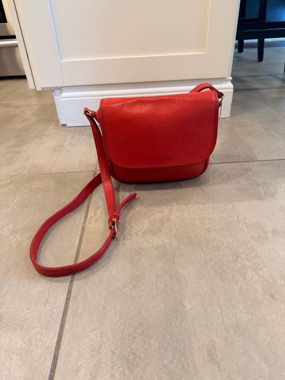 Vintage Coach Red Leather Devon Crossbody Bag Made in USA